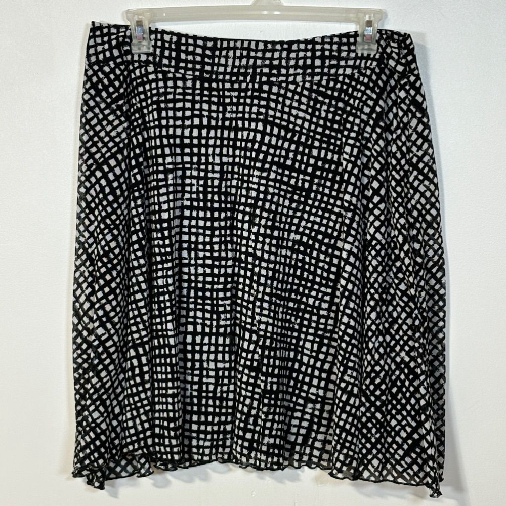 Pendleton Petite Black and White Checkered Skirt Women’s Size 16 Side Zipper